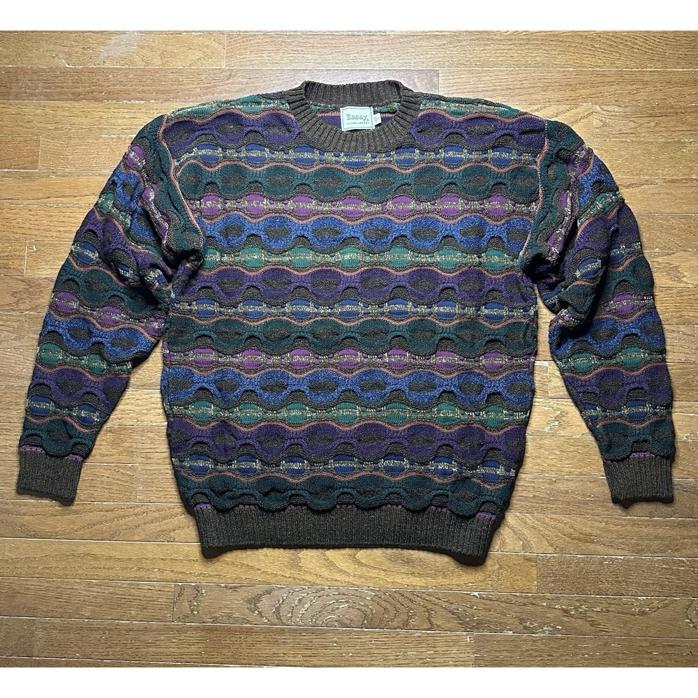 Vintage Essay Linda Larson Coogi Style 3D Knit Sweater Size Large Made In USA